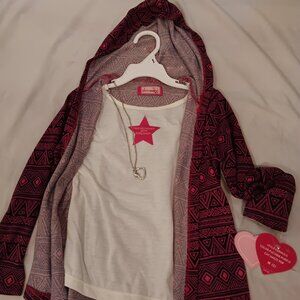Girl's NWT Hoodie with attached T-Shirt and necklace